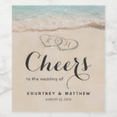 熱帯ヴィンテージビーチハート結婚応援 ワインラベル (シングルラベル)