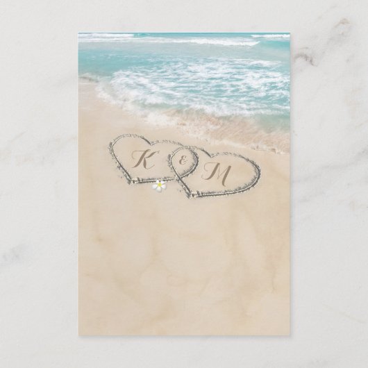 熱帯ヴィンテージビーチハート結婚披露宴 エンクロージャーカード (裏面)
