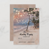 熱帯ヴィンテージビーチライトウェディングRSVP 出欠カード (正面/裏面)