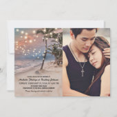 熱帯ヴィンテージビーチライトフォト結婚ズ 招待状 (正面)