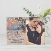 熱帯ヴィンテージビーチライトフォト結婚ズ 招待状 (スタンド正面)