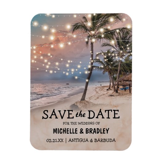 熱帯ヴィンテージビーチライト冷蔵庫保存日 マグネット (縦)