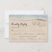熱帯ヴィンテージビーチ結婚ハートのメニューRSVP 出欠カード (正面)