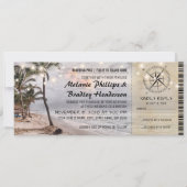 熱帯ヴィンテージビーチ結婚式チケットとrsvp 招待状 (正面)