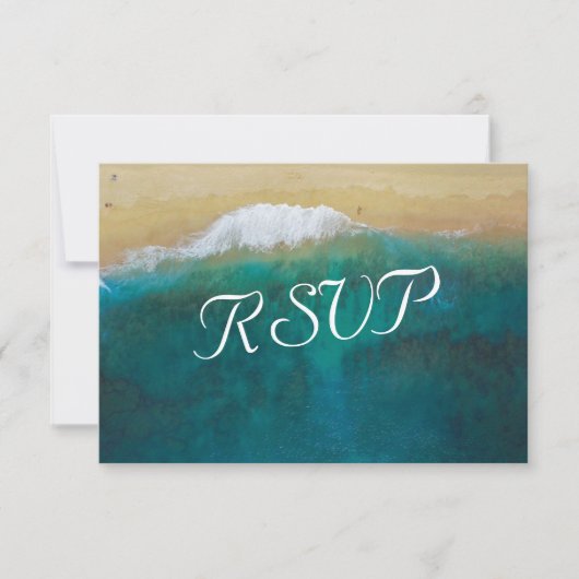 熱帯ヴィンテージビーチ結婚式先RSVP 出欠カード (正面)