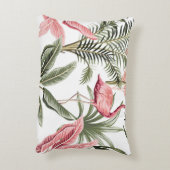 熱帯ヴィンテージピンクのフラミンゴ、バナナの木と アクセントクッション (裏面(縦))