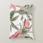 熱帯ヴィンテージピンクのフラミンゴ、バナナの木と アクセントクッション (正面(垂直))