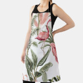 熱帯ヴィンテージピンクのフラミンゴ、バナナの木と  エプロン (インサイチュ)