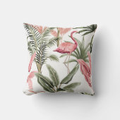 熱帯ヴィンテージピンクのフラミンゴ、バナナの木と  クッション (正面)