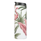 熱帯ヴィンテージピンクのフラミンゴ、バナナの木と タンブラー (回転右)