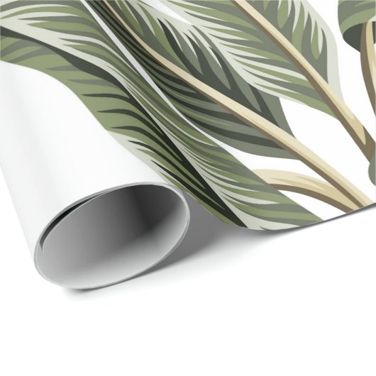 熱帯ヴィンテージピンクのフラミンゴ、バナナの木と ラッピングペーパー (ロールコーナー)