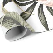 熱帯ヴィンテージピンクロータス、パーム葉バナナ ラッピングペーパー (ロールコーナー)