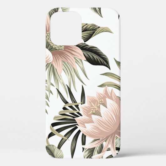 熱帯ヴィンテージピンクロータス、パーム葉バナナ Case-Mate iPhoneケース (裏面)