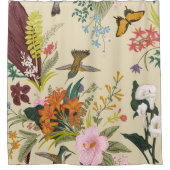 熱帯ヴィンテージフローラタペストリー シャワーカーテン (正面)