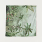 熱帯ヴィンテージ植物園イラストレーション タペストリー (正面(横))