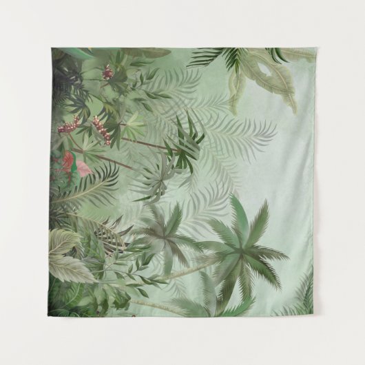 熱帯ヴィンテージ植物園イラストレーション タペストリー (正面(横))