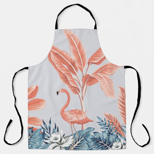 熱帯ヴィンテージ植物風景、ピンクパームトラ エプロン (正面)