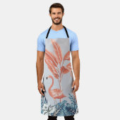 熱帯ヴィンテージ植物風景、ピンクパームトラ エプロン (着用した状態)