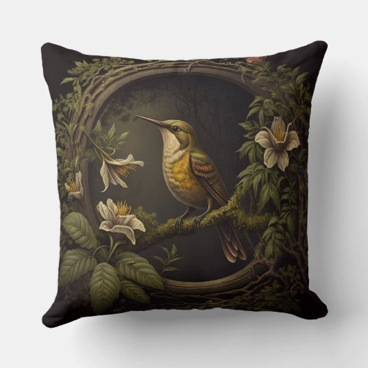熱帯ヴィンテージ鳥とフローラクッション枕 クッション (裏面)