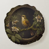 熱帯ヴィンテージ鳥とフローラクッション枕 ラウンドクッション (裏面)