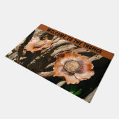 熱帯乾燥ココナッツの花へようこそ素朴 ドアマット (アングル)