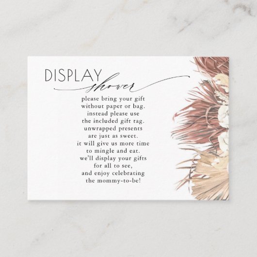 熱帯乾燥パームディスプレイベビーシャワー要求 名刺 (正面)