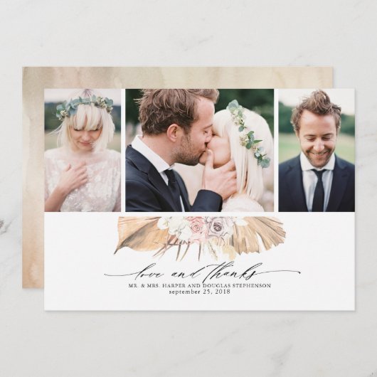 熱帯乾燥パーム結婚の感謝の写真 サンキューカード (正面/裏面)