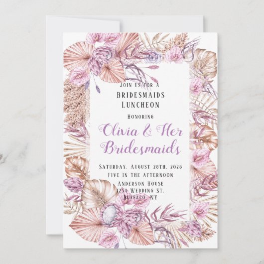 熱帯乾燥パーム離れフローラブリデスメイドランチ 招待状 (正面)