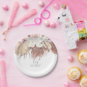 熱帯乾燥ヤシの葉と白オーキッド結婚の ペーパープレート (パーティー)