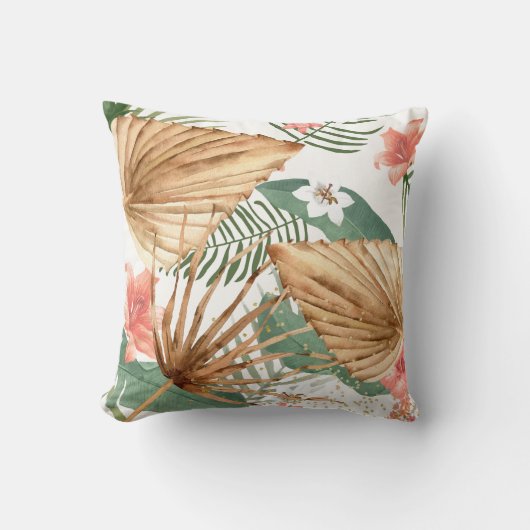 熱帯乾燥ヤシフローラ水彩 クッション (正面)
