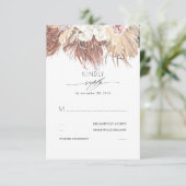 熱帯乾燥ヤシ葉の花と白い蘭 出欠カード (スタンド正面)