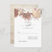 熱帯乾燥ヤシ葉の花と白い蘭 出欠カード (正面/裏面)