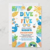 熱帯五大ビーチ5th誕生日パーティーに飛び込む 招待状 (正面)