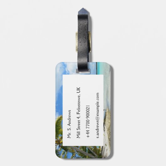 熱帯休暇旅行荷物のラベル ラゲッジタグ (裏面縦)