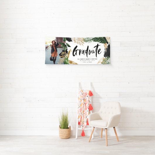 熱帯写真の卒業モダン表 横断幕 (インサイチュ)