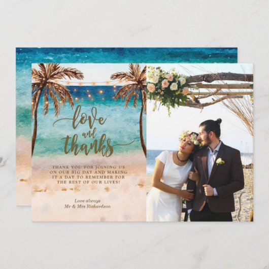 熱帯写真カードbohoのビーチを愛し、感謝していしています サンキューカード (正面/裏面)