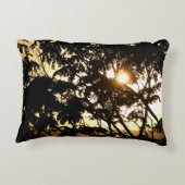 熱帯写真:木の間の夕日 アクセントクッション (裏面)