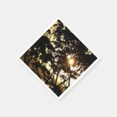 熱帯写真：木の間の夕日 スタンダードカクテルナプキン (角)