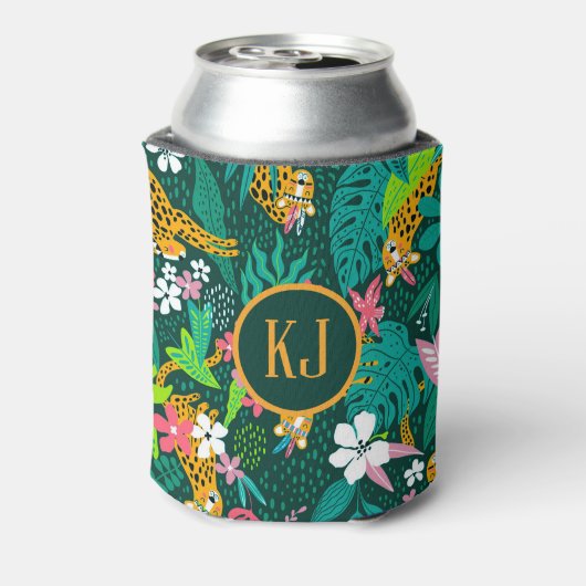 熱帯動物と葉の模様 缶クーラー (缶裏面)
