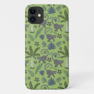 熱帯動物のシームレスなパターン緑と灰色 iPhone 11 ケース