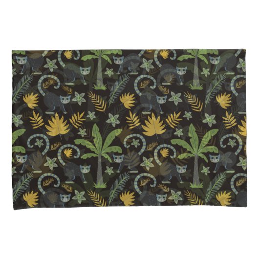 熱帯動物シームレスパターンモンキーヤシの木 枕カバー (正面右)