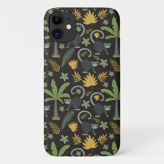 熱帯動物シームレスパターンモンキーヤシの木 Case-Mate iPhoneケース (裏面)