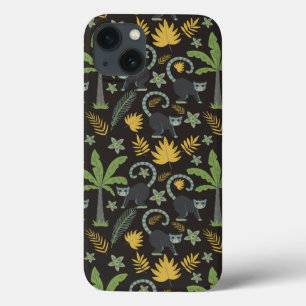 熱帯動物シームレスパターンモンキーヤシの木 iPhone 13ケース