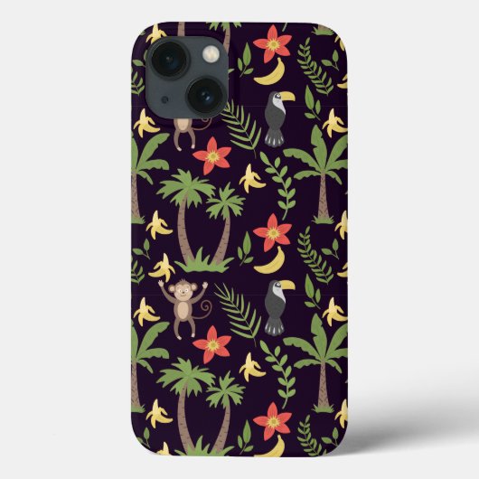熱帯動物シームレスパターンモンキー&マコー Case-Mate iPhoneケース (裏面)