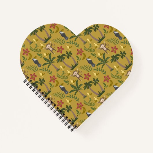 熱帯動物シームレスパターンモンキー， macaw ノートブック (正面)