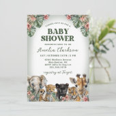 熱帯動物ハイビスカス&パームベビーシャワー 招待状 (スタンド正面)