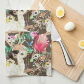 熱帯動物パターン キッチンタオル (四つ折り)