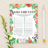 熱帯動物名種赤ちゃんシャワーゲーム 便箋