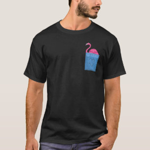 熱帯動物外来鳥ポケットピンクフラミンゴ Tシャツ