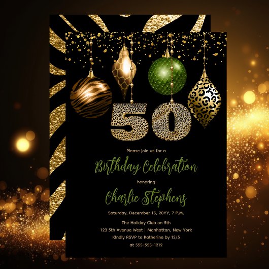 熱帯動物肌バウブル50th誕生日パーティー 招待状